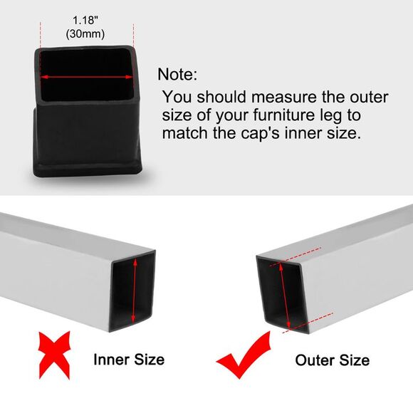 Chair Leg Caps Furniture Feet Slider Floor Protector 8pcs 1.18"x1.18" - Picture 3 of 6